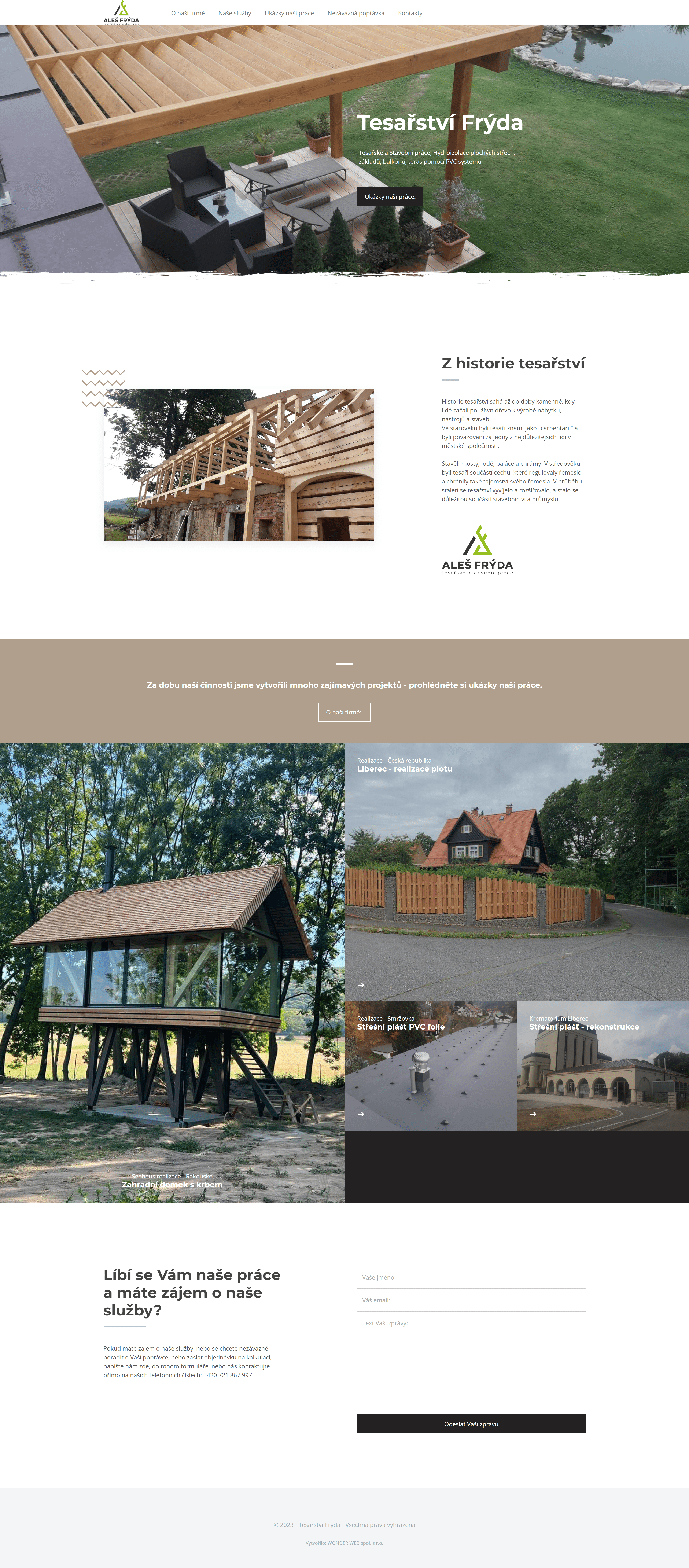 Tesarstvi Fryda Website Screenshot